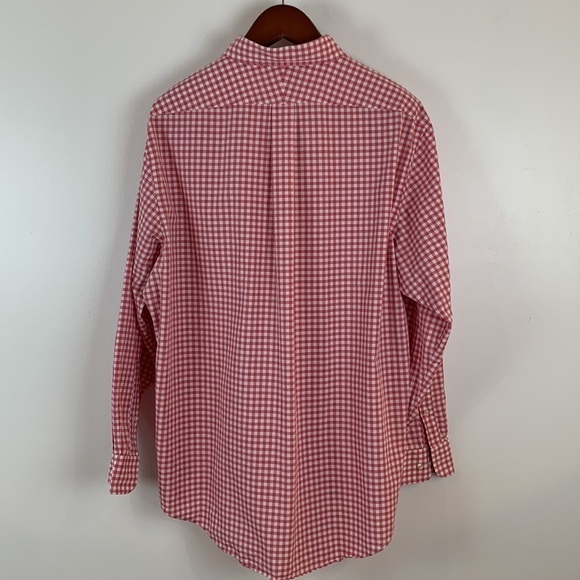Lands’ End Traditional Fit Shirt Pink Gingham Check Print Button Down 17.5-35 - Picture 2 of 12